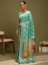 VANAYA Aqua Whisper Floral Heritage Saree