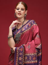 GULABI NAGRI-Rose Pink & Royal Purple Designer Heritage Saree