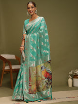 VANAYA Aqua Whisper Floral Heritage Saree