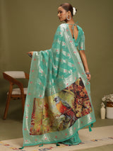 VANAYA Aqua Whisper Floral Heritage Saree