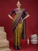 Gulabi Orchid Royale-Royal Mustard Orchid Saree