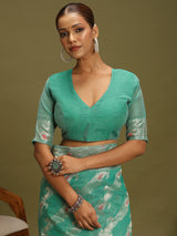 VANAYA Aqua Whisper Floral Heritage Saree