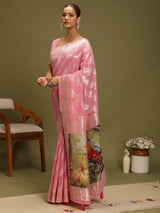 VANAYA Blush Blossom Scenic Weave Saree