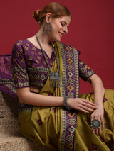 Gulabi Orchid Royale-Royal Mustard Orchid Saree