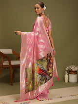 VANAYA Blush Blossom Scenic Weave Saree