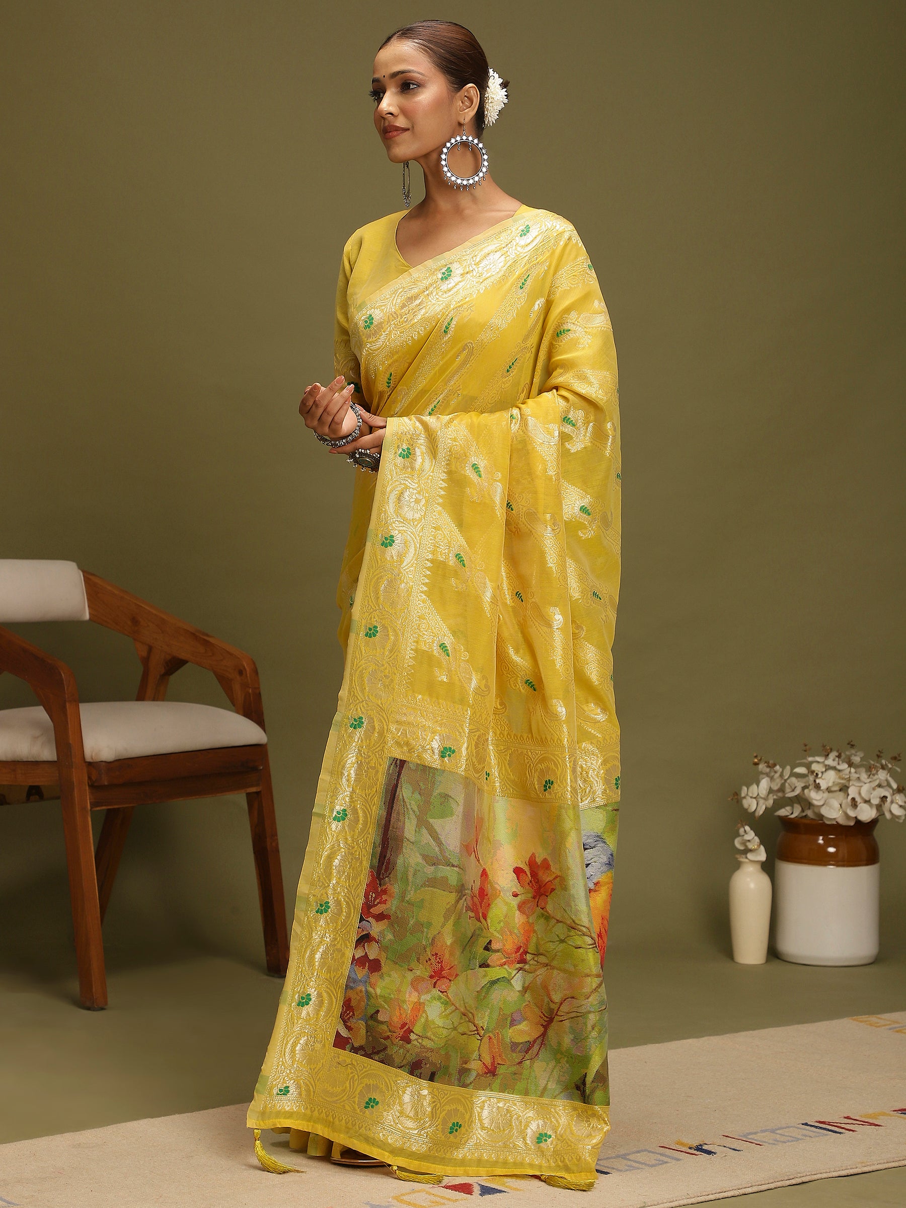 VANAYA Golden Meadow Artistic Saree