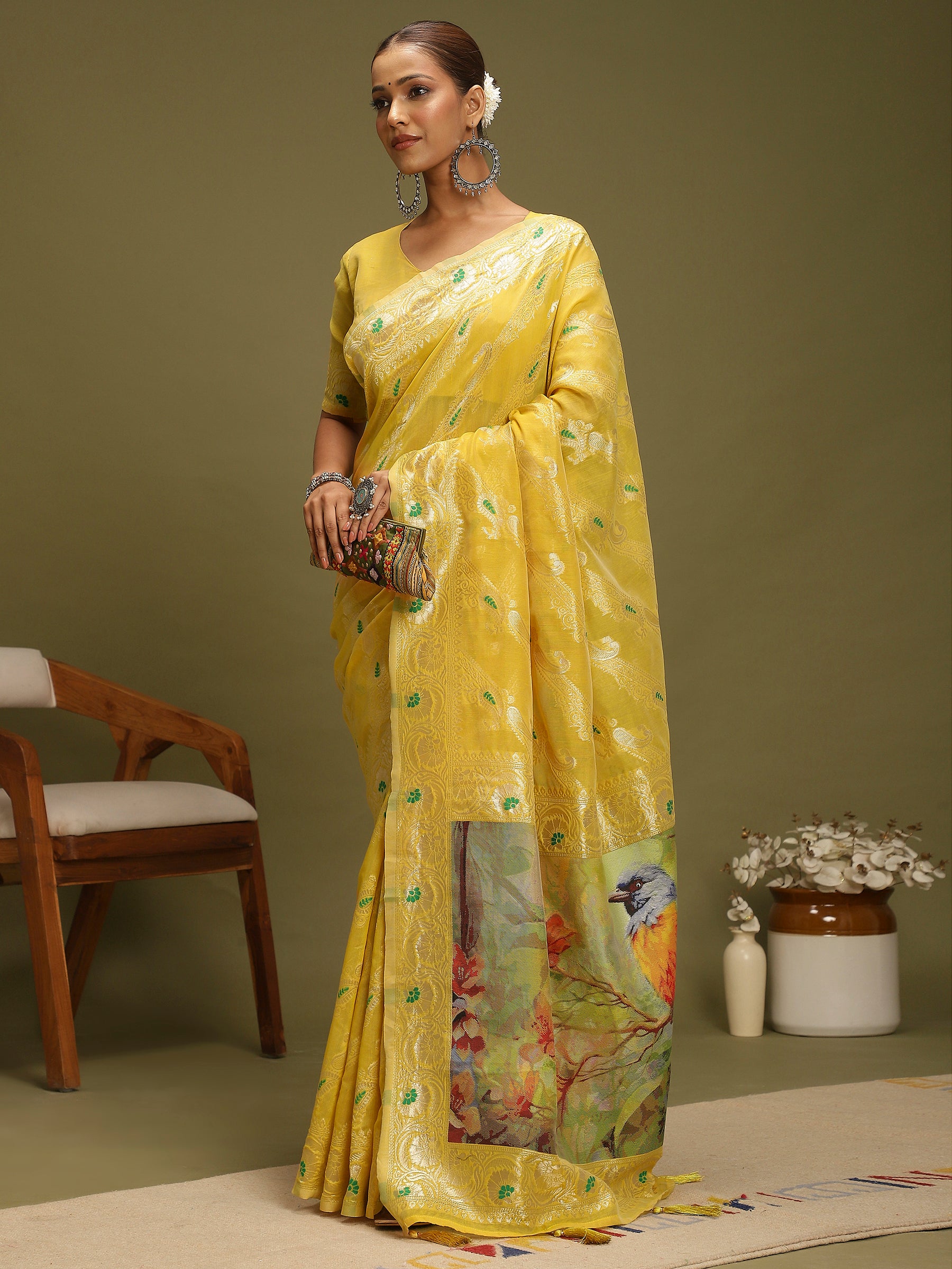 VANAYA Golden Meadow Artistic Saree