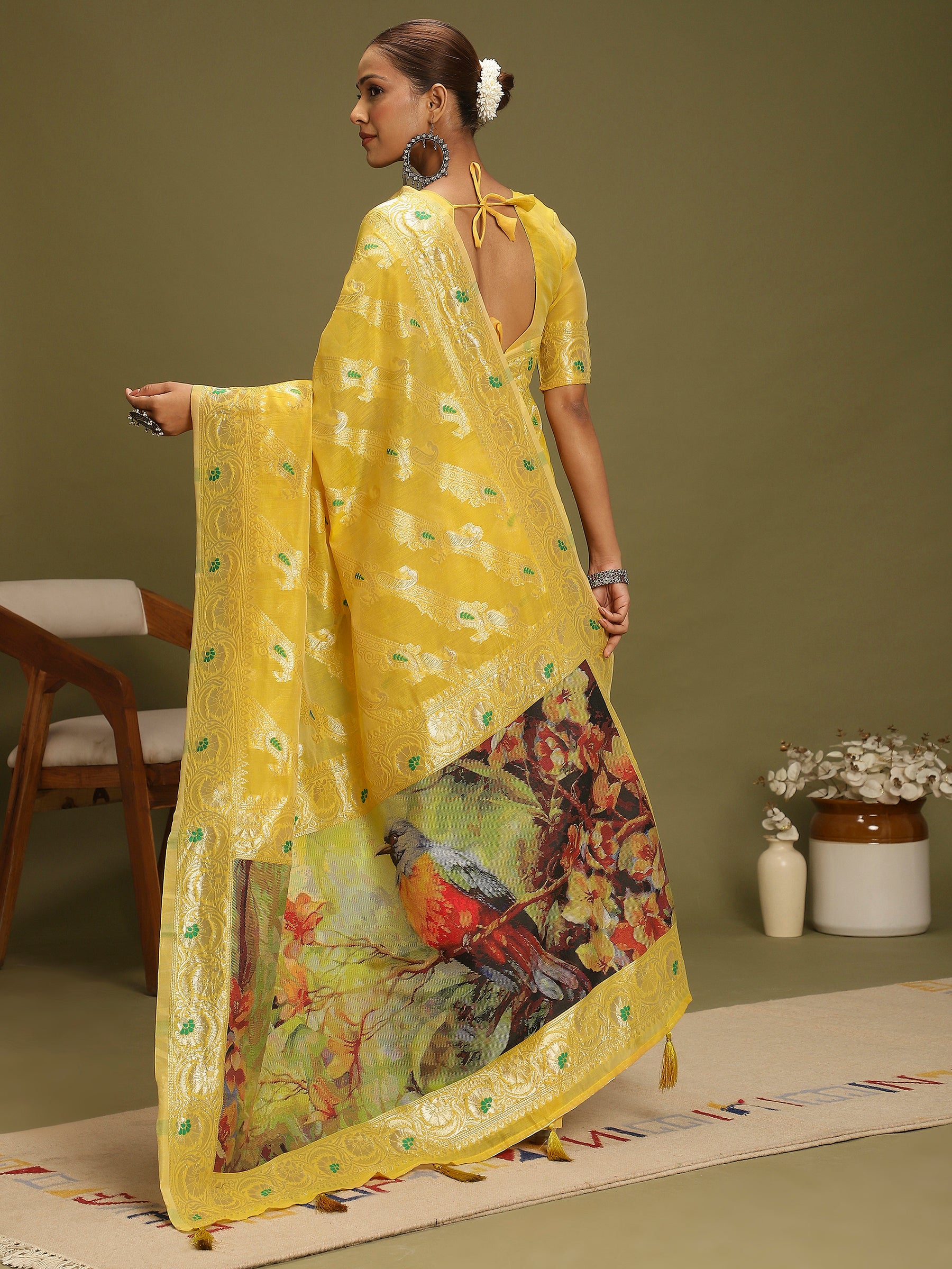 VANAYA Golden Meadow Artistic Saree