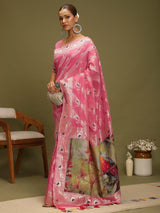 VANAYA Rosy Royale Silver Zari Saree