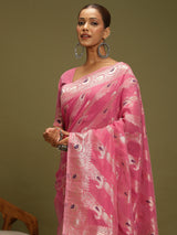 VANAYA Rosy Royale Silver Zari Saree