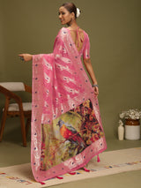 VANAYA Rosy Royale Silver Zari Saree