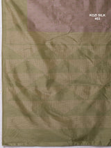 KOZI SILK-Elegant Dusty Mauve & Olive Green Kozi Silk Saree with Geometric Woven Border and Rich Pallu