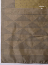 KOZI SILK-Elegant Golden Beige Kozi Silk Saree with Geometric Zari Border & Rich Pallu