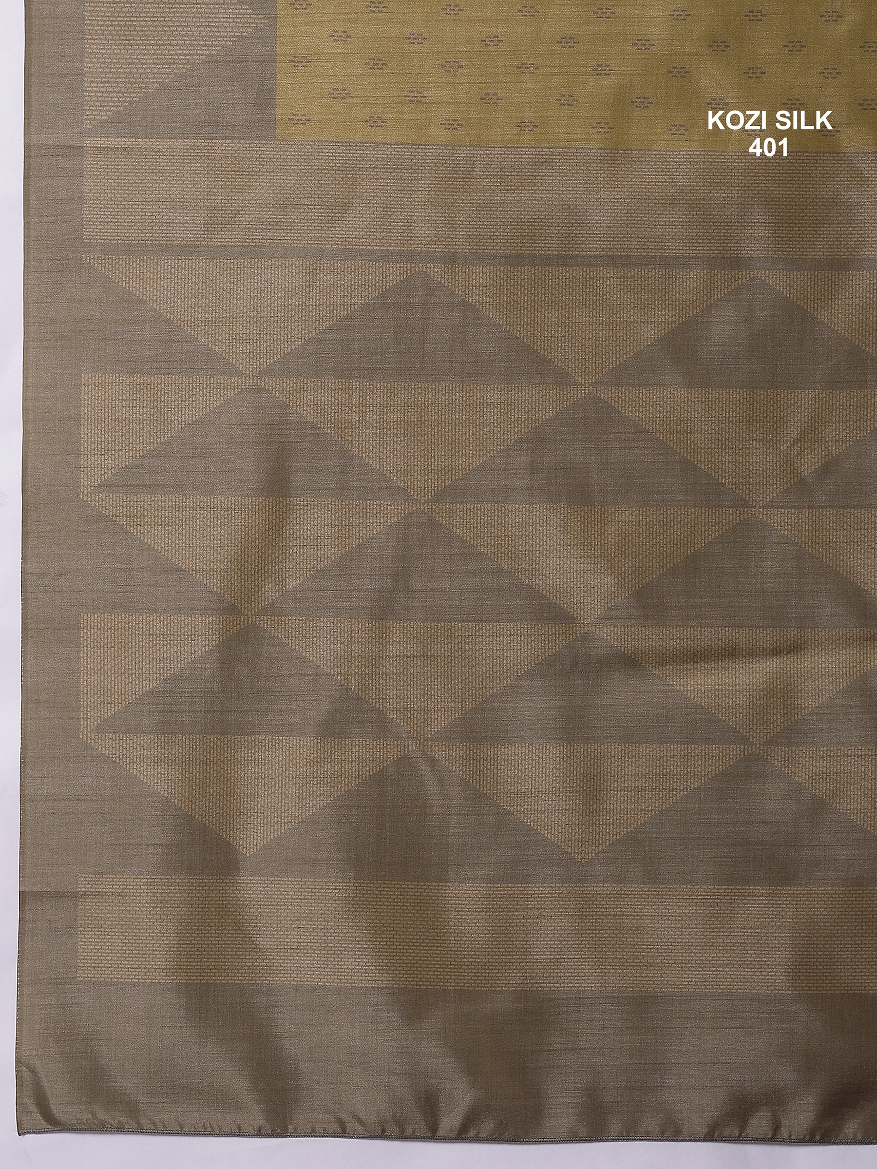 KOZI SILK-Elegant Golden Beige Kozi Silk Saree with Geometric Zari Border & Rich Pallu