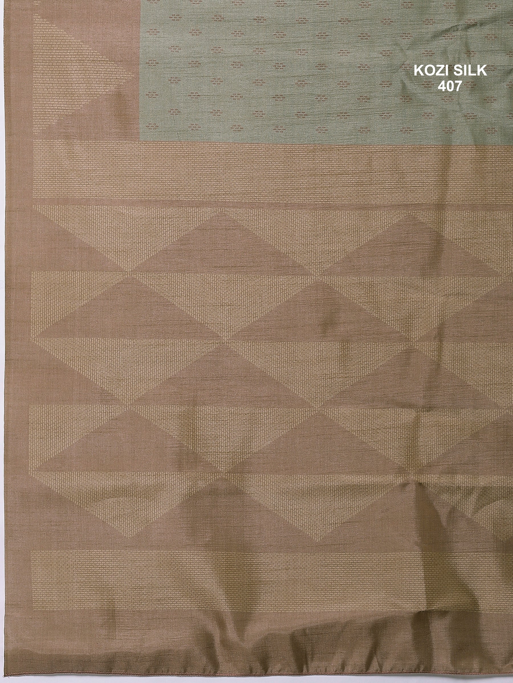 KOZI SILK-Elegant Mint Green Kozi Silk Saree with Antique Gold Geometric Zari Border & Rich Pallu