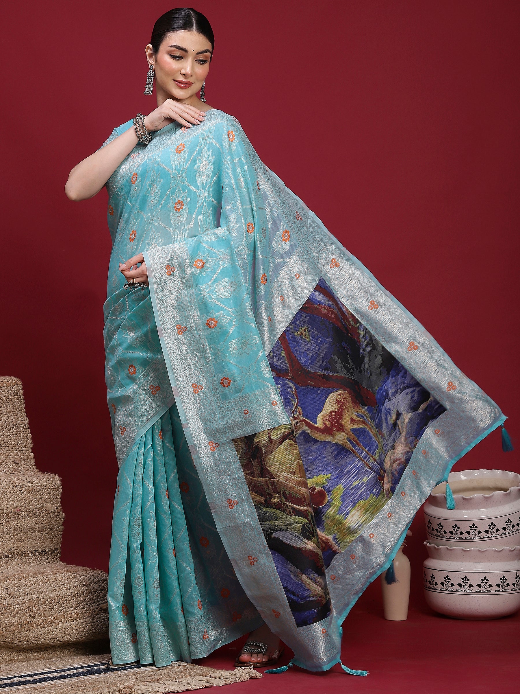VANAYA Aqua Bloom Heritage Saree