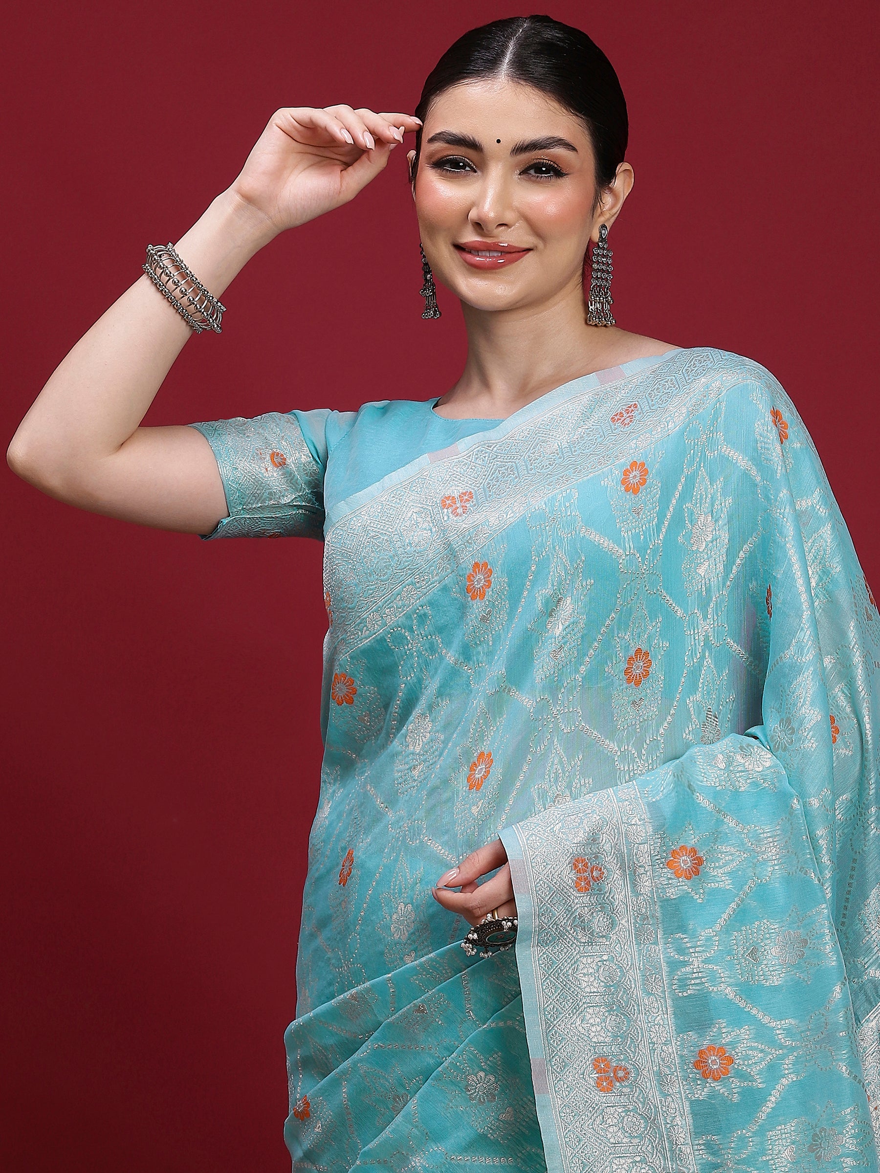 VANAYA Aqua Bloom Heritage Saree