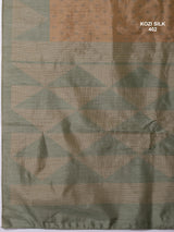 KOZI SILK-Elegant Beige & Sage Green Kozi Silk Saree with Geometric Zari Border and Rich Designer Pallu