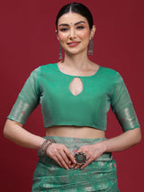VANAYA Mint Blossom Silver Weave Saree