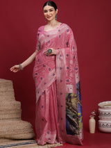 VANAYA Rosy Twilight Floral Weave Saree