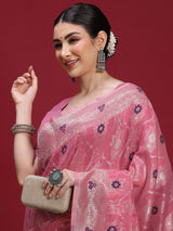 VANAYA Rosy Twilight Floral Weave Saree