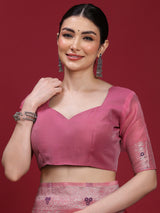 VANAYA Rosy Twilight Floral Weave Saree