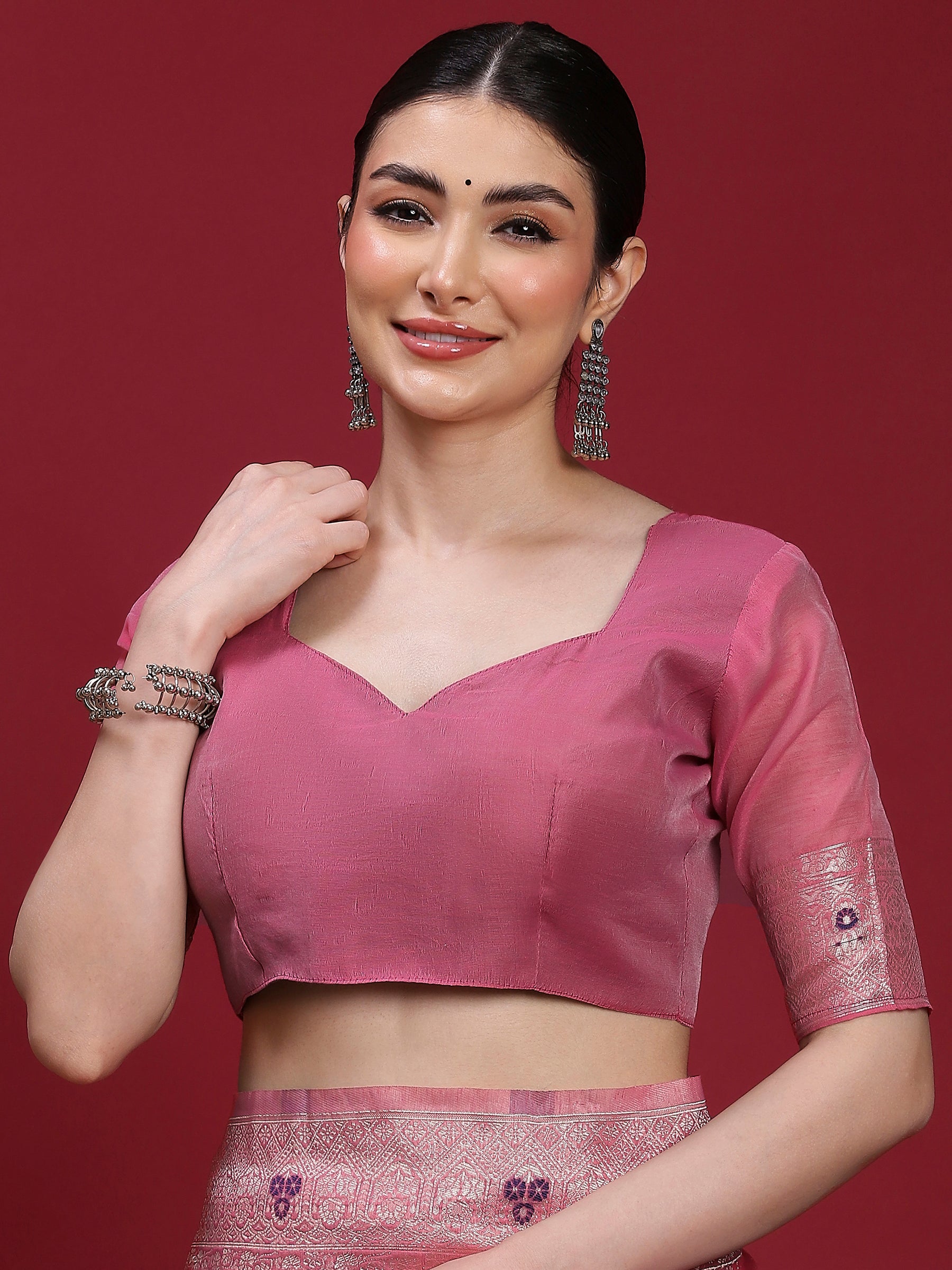 VANAYA Rosy Twilight Floral Weave Saree