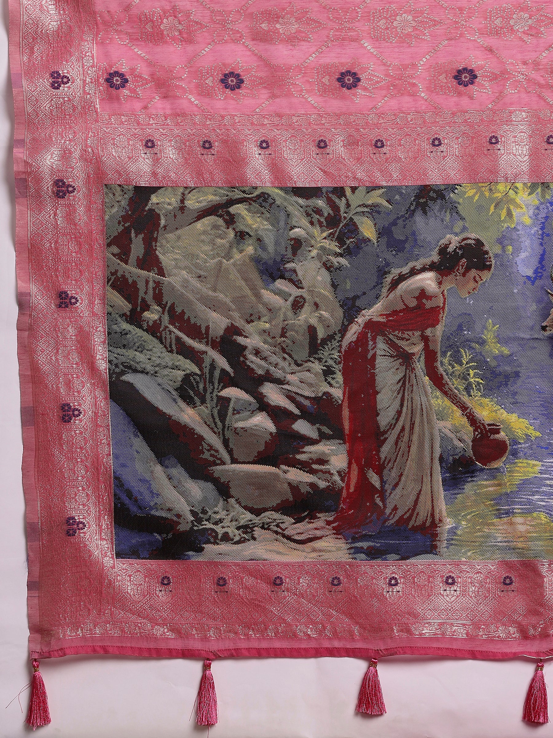 VANAYA Rosy Twilight Floral Weave Saree