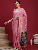 VANAYA Blush Petal Artistic Weave Saree