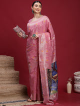 VANAYA Blush Petal Artistic Weave Saree