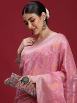 VANAYA Blush Petal Artistic Weave Saree