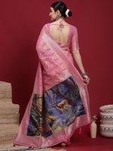 VANAYA Blush Petal Artistic Weave Saree