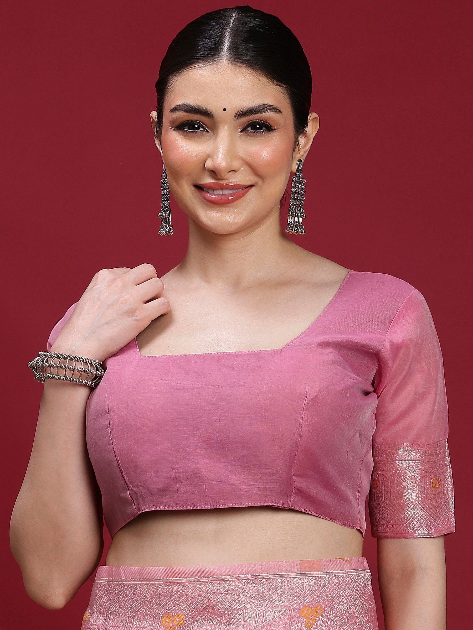 VANAYA Blush Petal Artistic Weave Saree