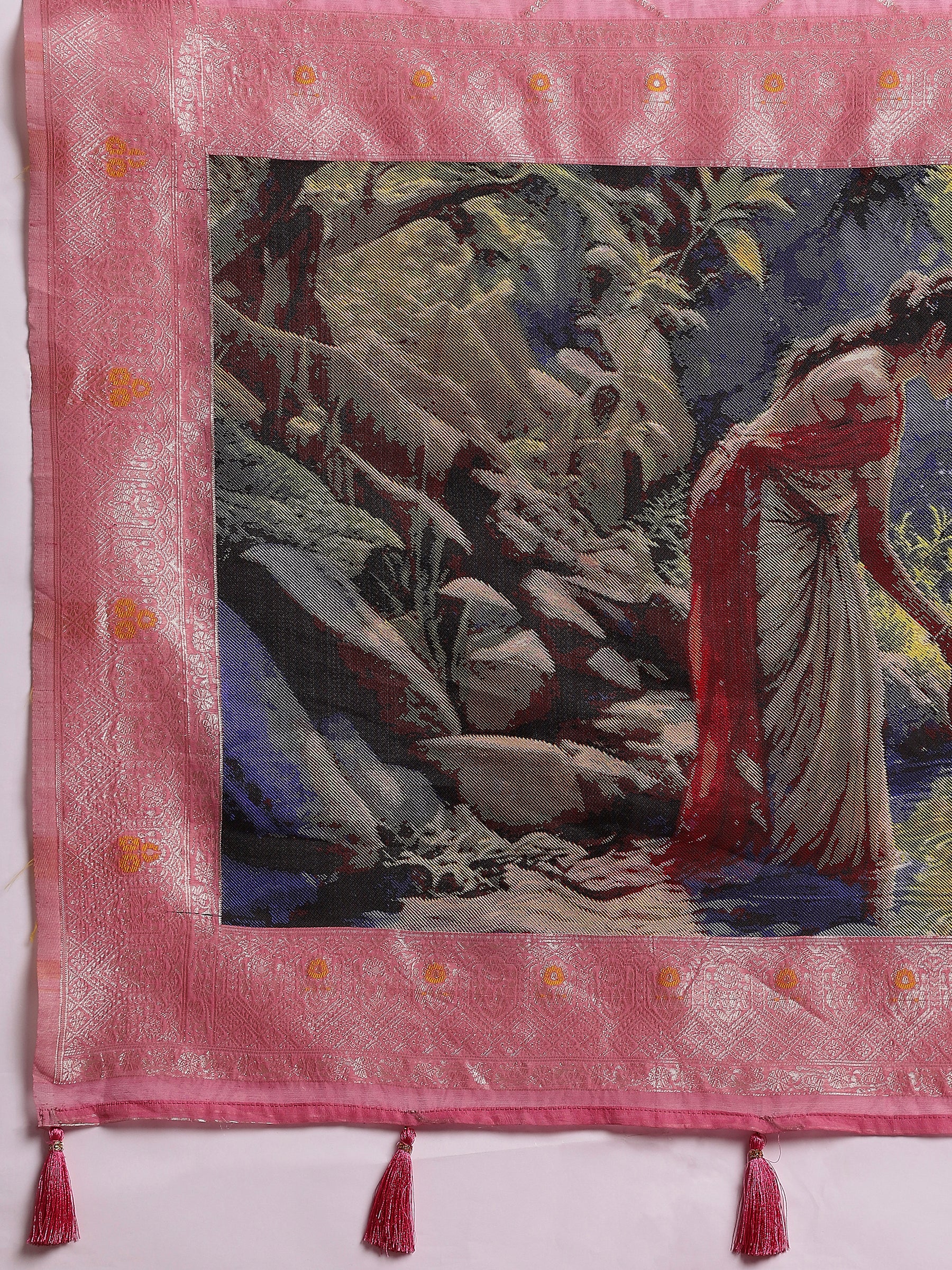 VANAYA Blush Petal Artistic Weave Saree