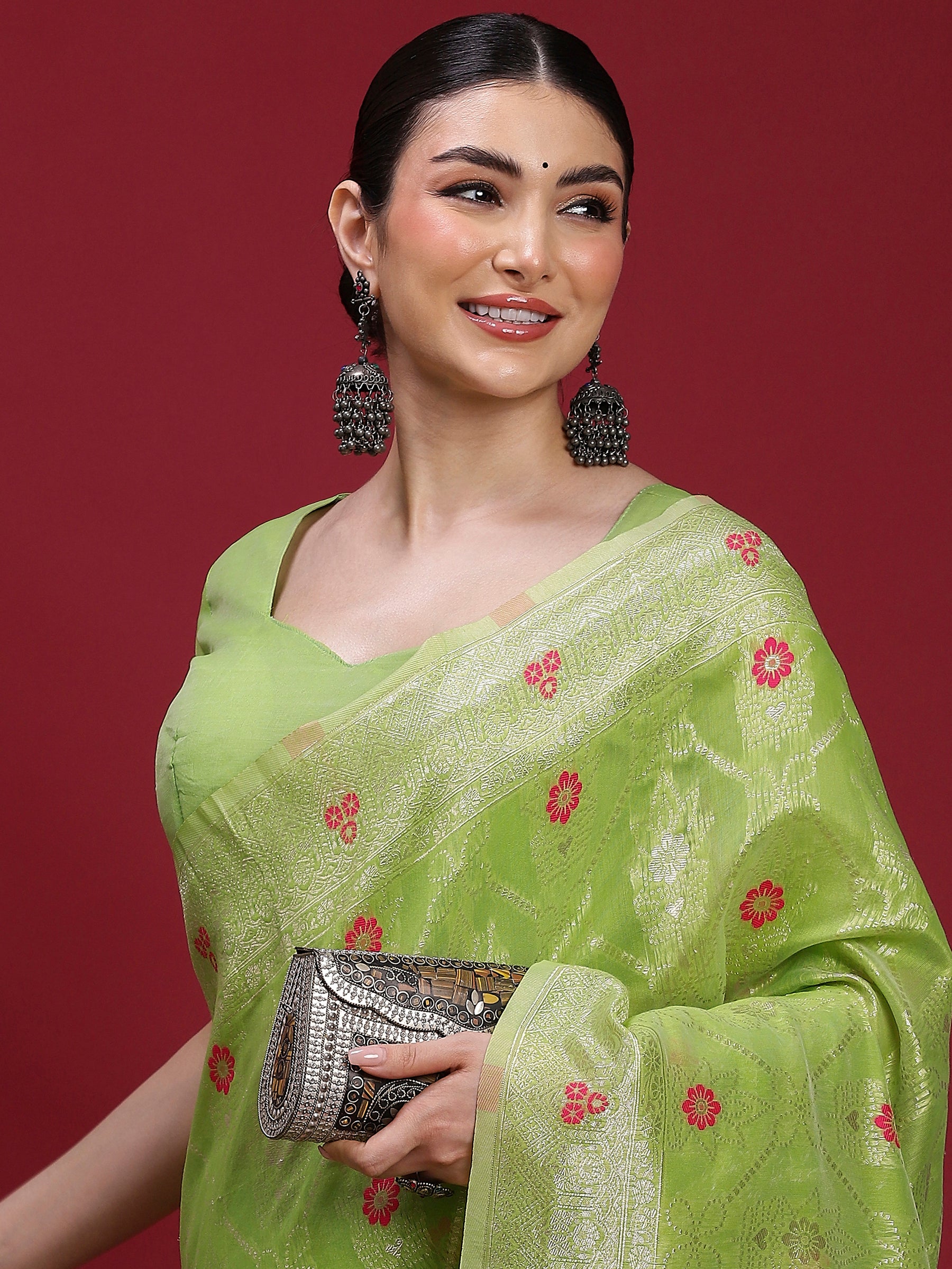 VANAYA Pistachio Bloom Designer Saree