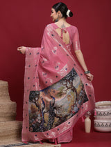 VANAYA-Blush Pink Regal Floral Weave Saree