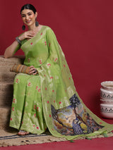 VANAYA Pistachio Bloom Woven Elegance Saree