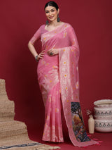 VANAYA Blush Petal Heritage Weave Saree