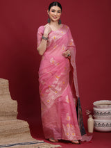 VANAYA Blush Petal Heritage Weave Saree