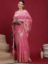 VANAYA Blush Petal Heritage Weave Saree