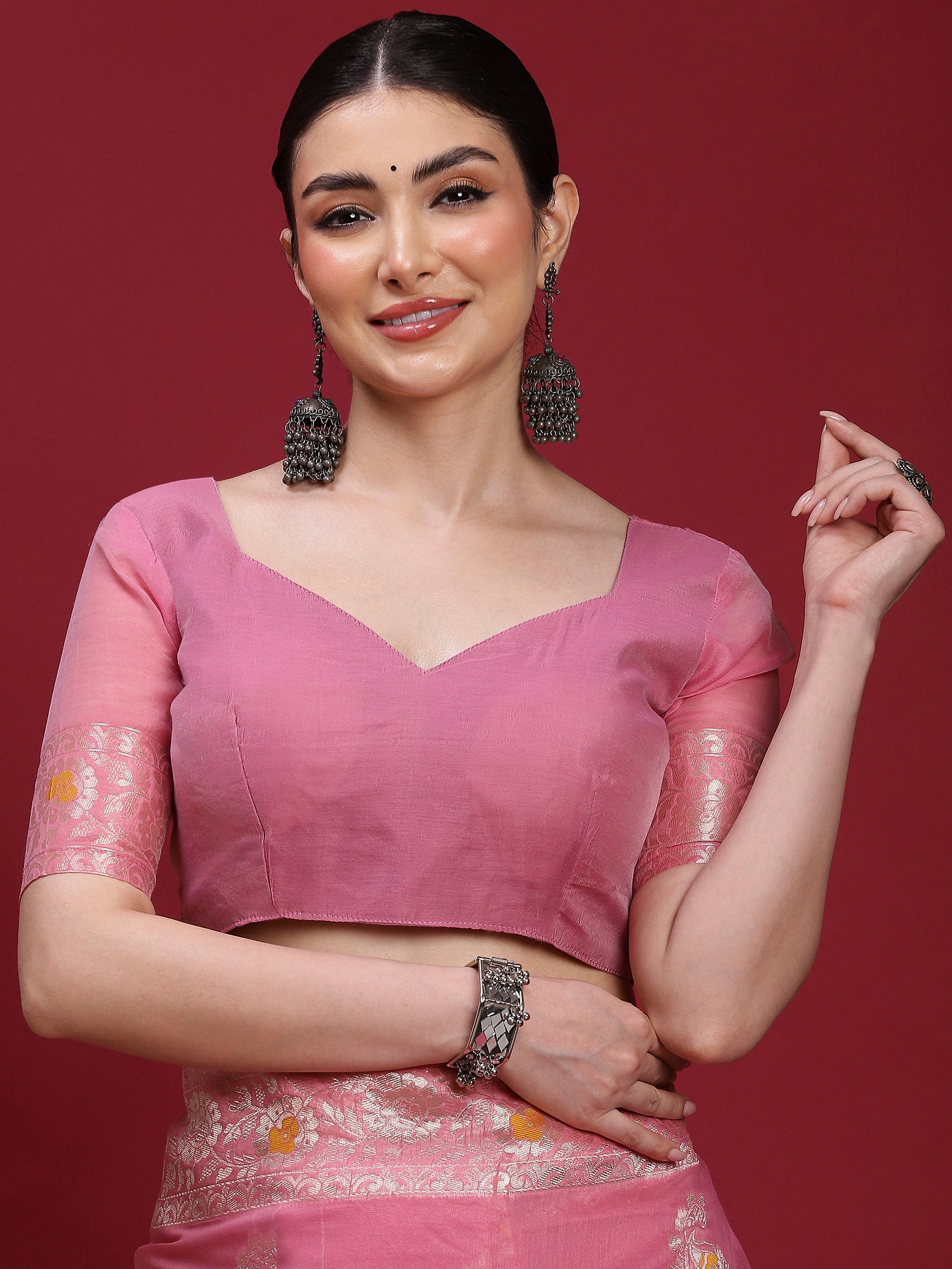VANAYA Blush Petal Heritage Weave Saree