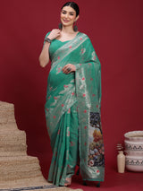 VANAYA Emerald Mist Heritage Weave Saree
