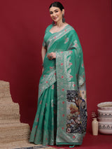 VANAYA Emerald Mist Heritage Weave Saree