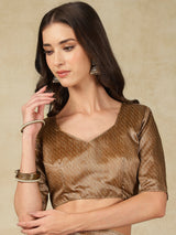 RANG TARANG-Elegant Beige Linen Saree with Artistic Patchwork Woven Design