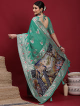 VANAYA Emerald Mist Heritage Weave Saree