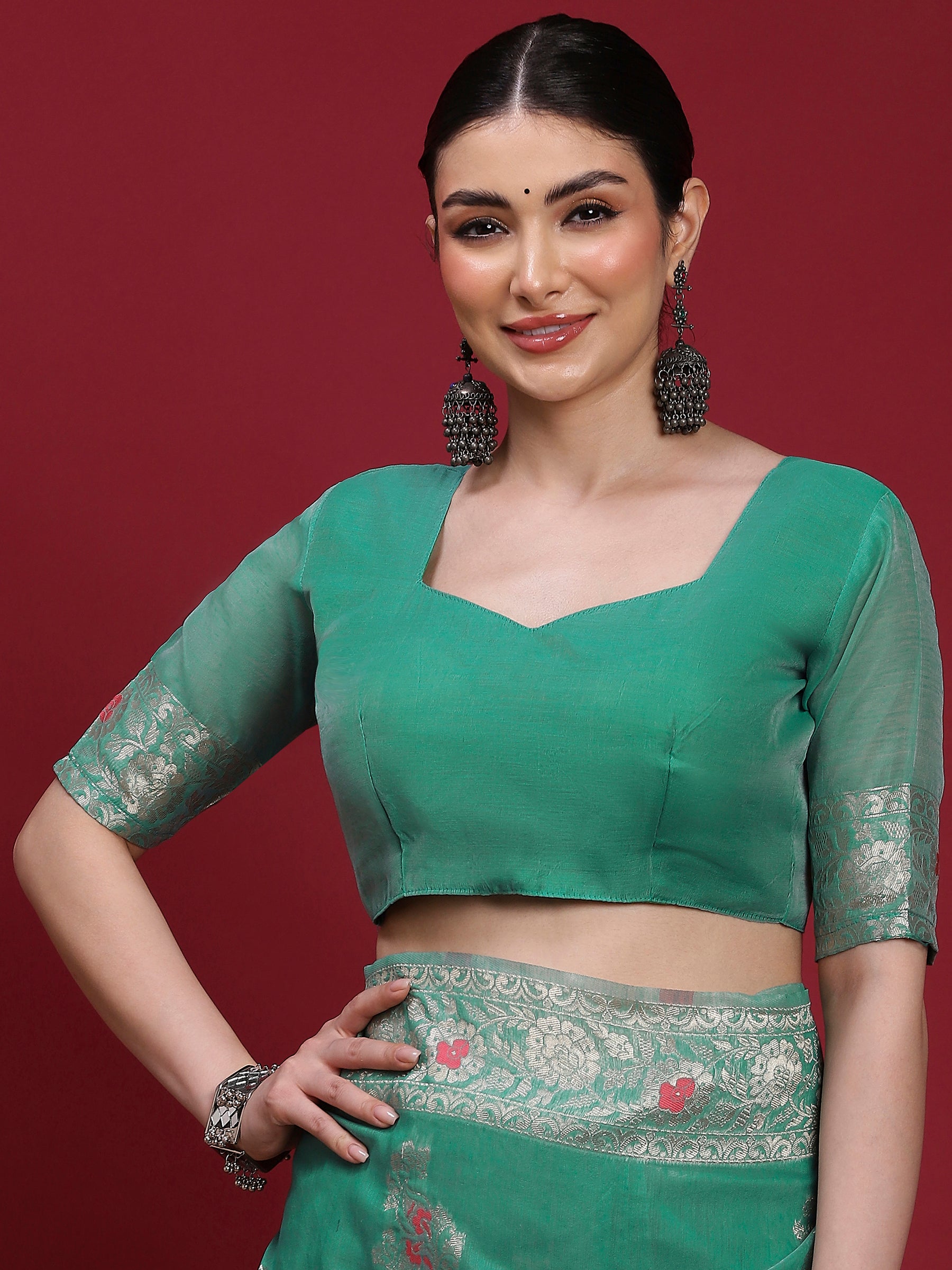 VANAYA Emerald Mist Heritage Weave Saree