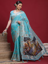 VANAYA Sky Bloom Artistic Weave Saree