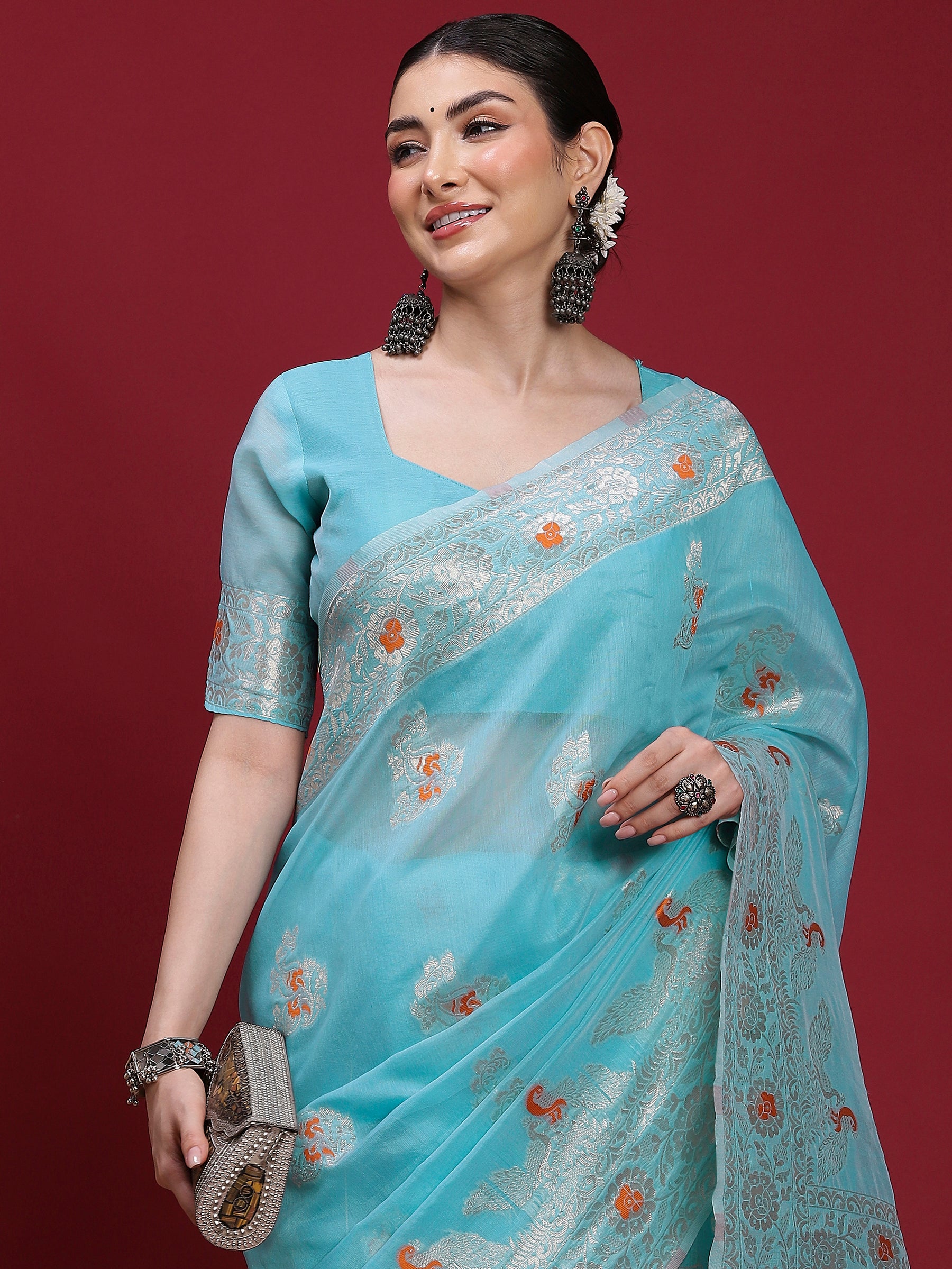 VANAYA Sky Bloom Artistic Weave Saree