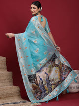VANAYA Sky Bloom Artistic Weave Saree
