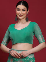 VANAYA Emerald Mosaic Silver Weave Saree